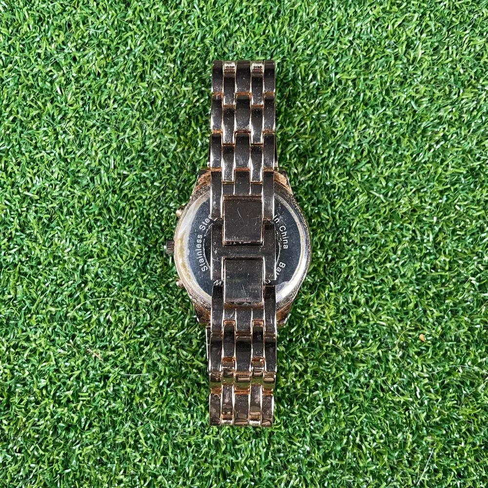 Geneva Ladies Quartz Purple Gold Stainless Steel Back Watch